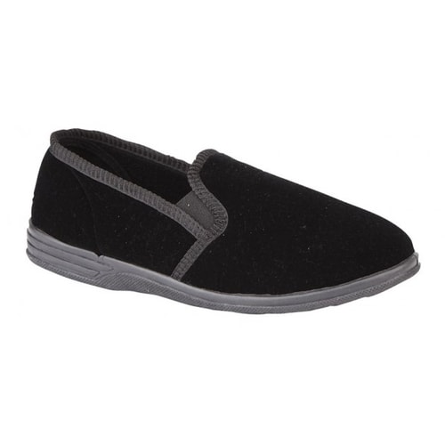 Zedzzz Twin Gusset Velour Slipper Black